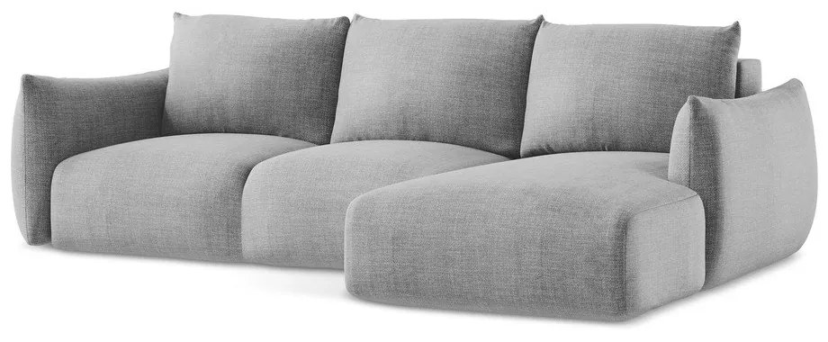 Jasnoszary rozkładany narożnik (prawostronny/z szezlongiem) Leila – Makamii