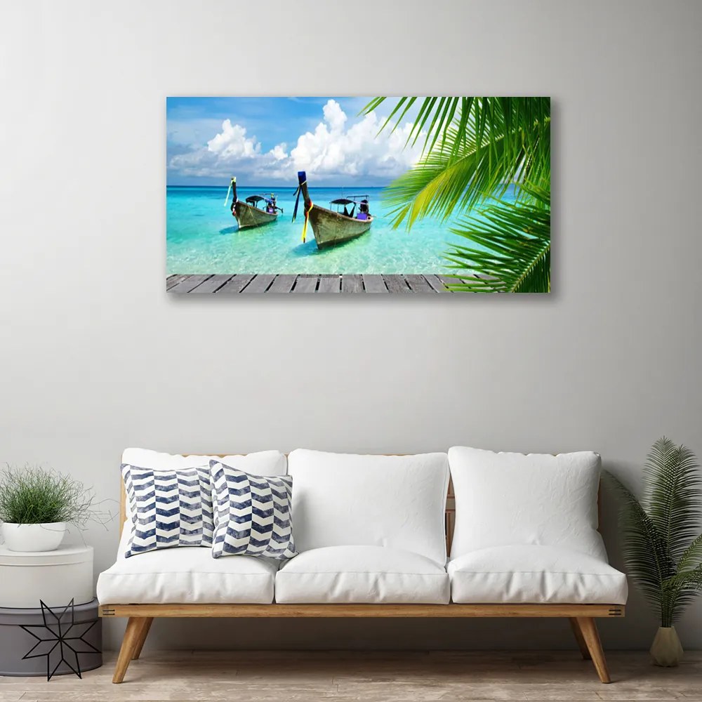 Obraz canvas Kolorowe Łodzie na Falach