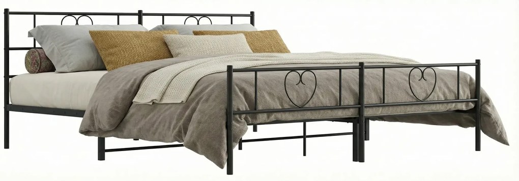 Czarne metalowe łóżko małżeńskie 200x200cm P4-R97