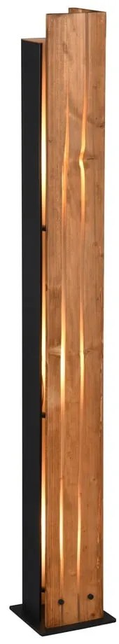 Czarno-naturalna lampa stojąca z drewnianym kloszem (wysokość 121 cm) Karuni – Trio