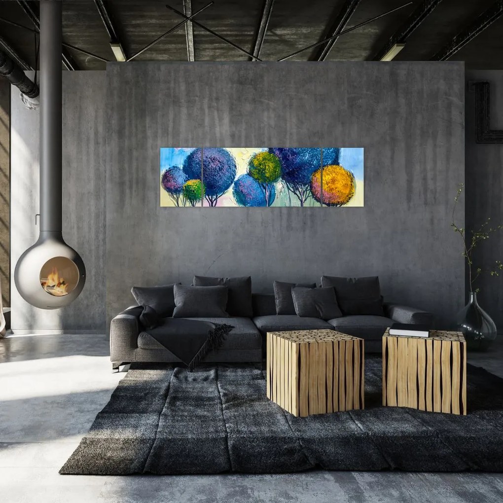 Obraz drzew kopułowych, obraz olejny (170x50 cm)