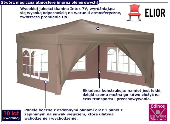 Namiot ogrodowy z oknami taupe - Seya