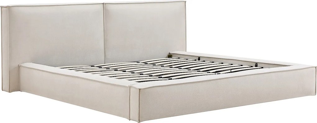 Łóżko ze skrzynią 180 x 200 cm - Tkanina - Beżowy - TAVESO