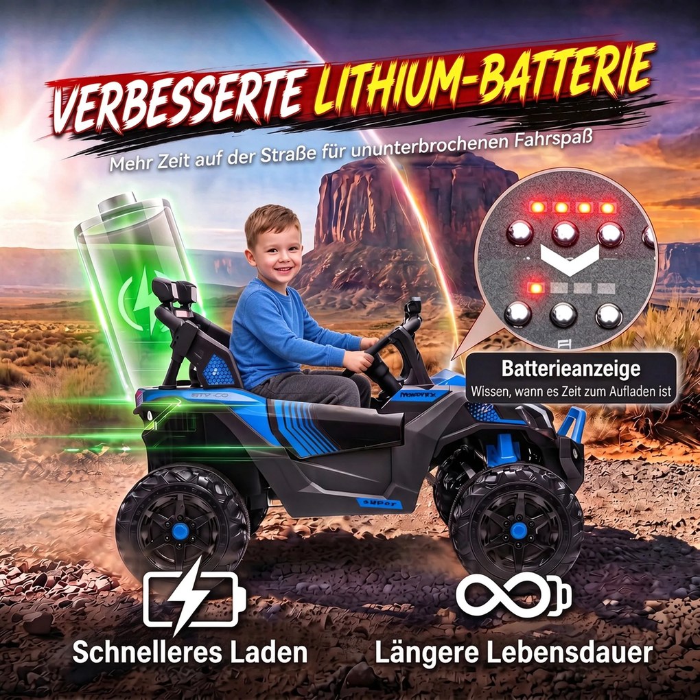 AIYAPLAY Elektryczne auto dla dzieci 24V 2-osobowe UTV z baterią litową, pilot 2,4 GHz, 2 x 120W silniki, softstart | Aosom PL
