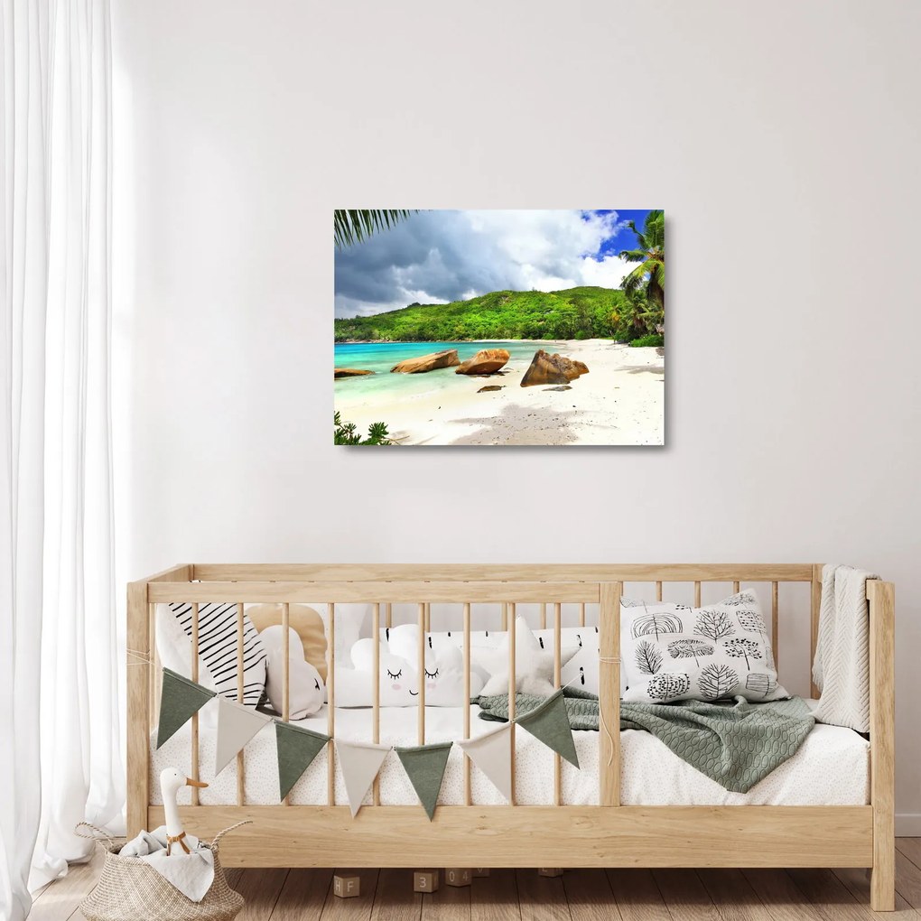 Obraz na szkle - Seszele, Takamaka beach (70x50 cm)