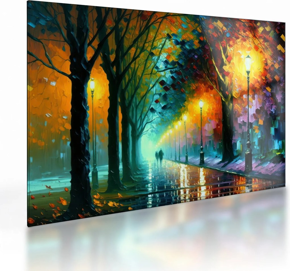 Obraz na szkle - Nocny spacer (70x50 cm)