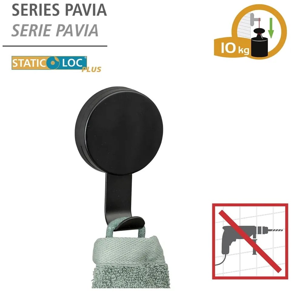 Zestaw 2 czarnych haczyków na ręcznik Wenko Pavia