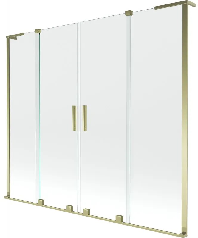 Mexen Velar L Duo parawan nawannowy 2-skrzydłowy rozsuwany 180 x 150 cm, transparent, złoty - 896-180-003-02-50