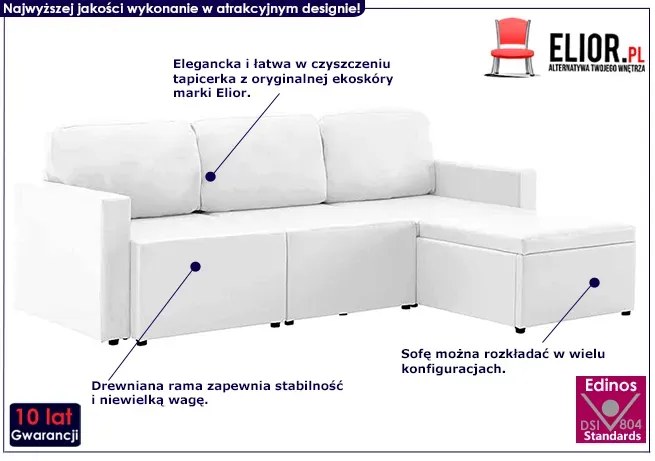 Rozkładana kanapa modułowa biała - Odi 4Q