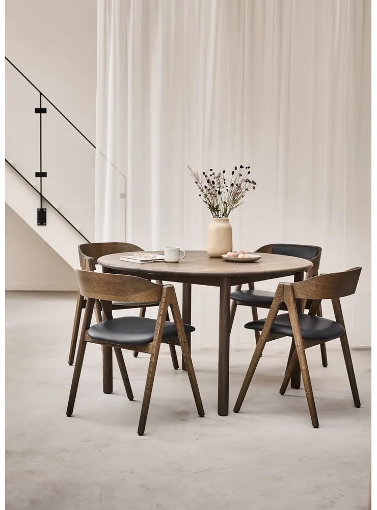 Brązowy okrągły rozkładany stół z litego drewna dębowego ø 120 cm Noor – Hammel Furniture