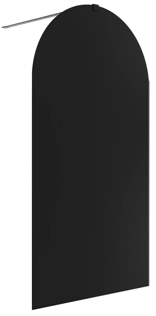 Ścianka prysznicowa WALK IN fix czarna półokrągła 8mm MOLIS Black Oval MASSI | Różne rozmiary : Kolor profili kabiny - chrom / srebrny, Szerokość ścianki - 90 cm , Typ montażu - WALK in FIX (Do ściany)