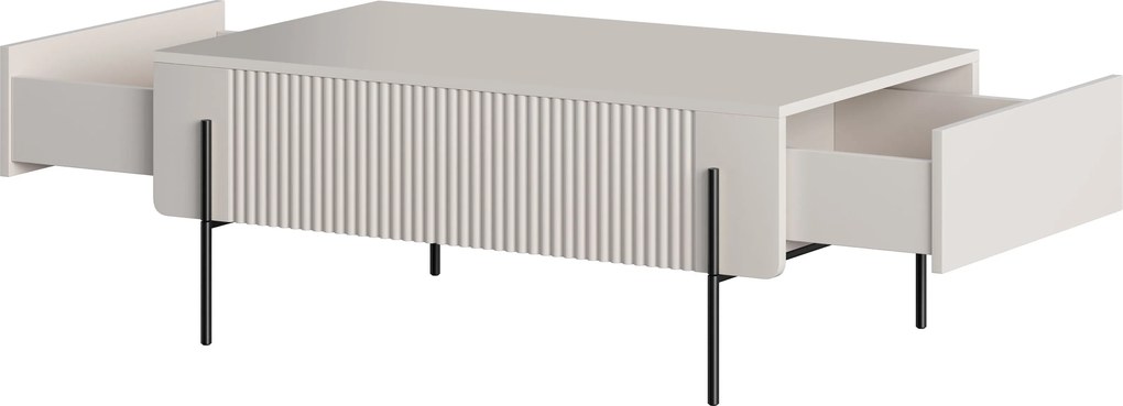 Stolik kawowy Malmi 100 cm z szufladami - kaszmir / czarne nóżki