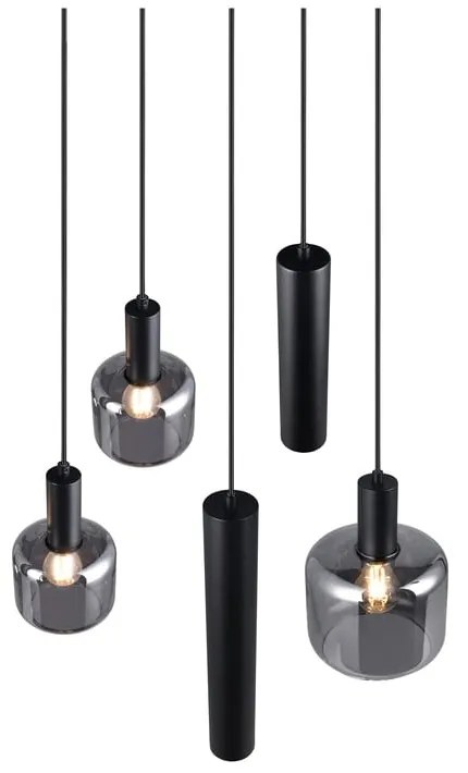 Czarna lampa wisząca z metalowo-szklanym kloszem ø 40 cm Mataro – Trio