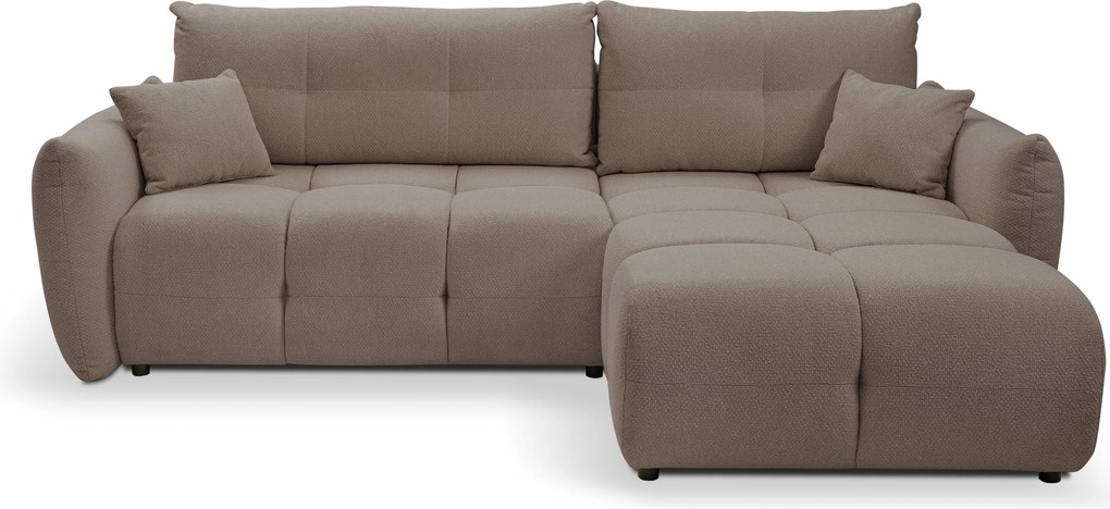 Masseno Narożnik MODA z funkcją spania i pojemnikiem na pościel Narozniki L, Rozkładana sofa - Brązowy, NORDIC MOKA