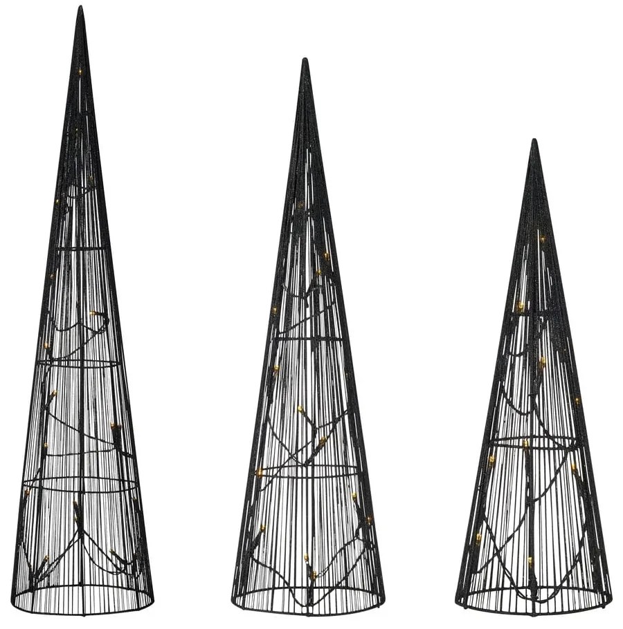 Czarne dekoracje świetlne ze świątecznym motywem zestaw 3 szt. Dunge – Markslöjd