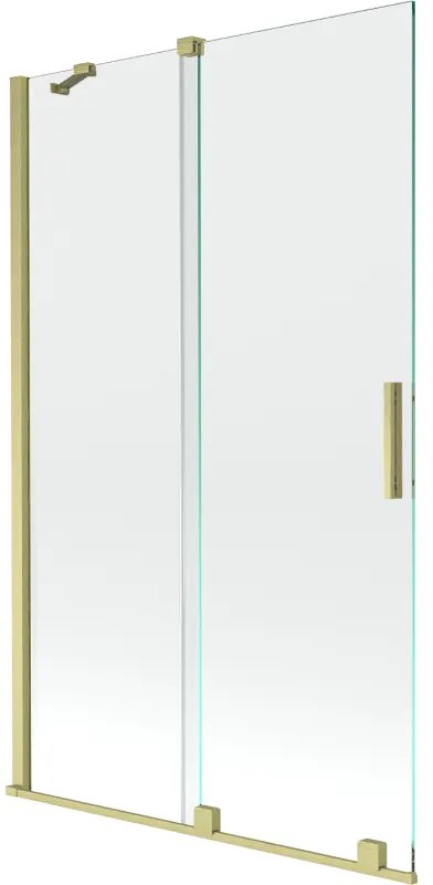 Mexen Velar parawan nawannowy 2-skrzydłowy rozsuwany 110 x 150 cm, transparent, złoty szczotkowany - 896-110-000-01-55