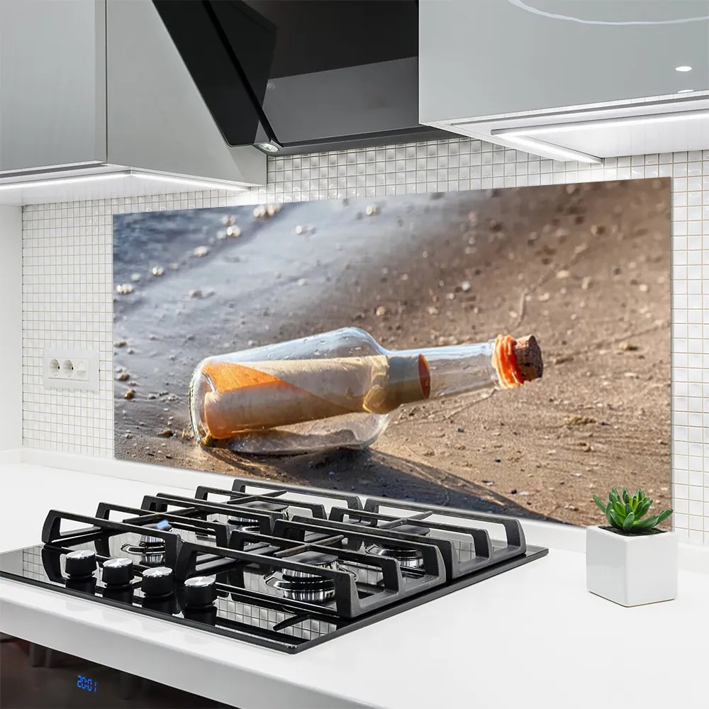 Panel Szklany List w Butelce na Piasku