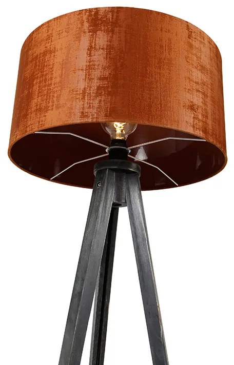 Lampa stojąca trójnóg czarna z abażurem czerwonym 50 cm - Tripod Classic Nowoczesny Oswietlenie wewnetrzne
