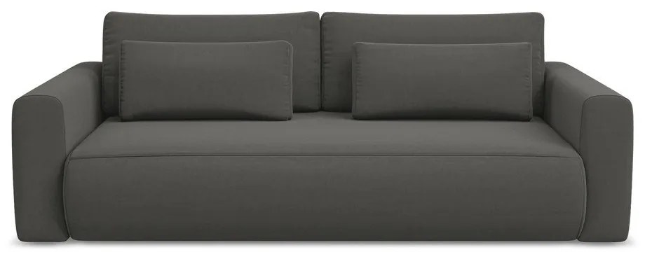 Ciemnoszara aksamitna rozkładana/ze schowkiem sofa 238 cm Kapua – Makamii