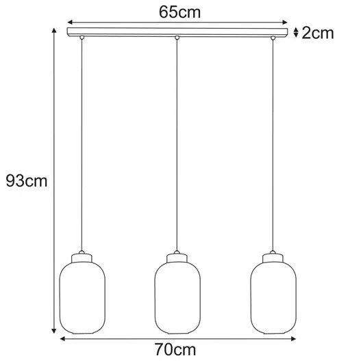 Wisząca lampa z trzema kloszami beżowa L6-N01