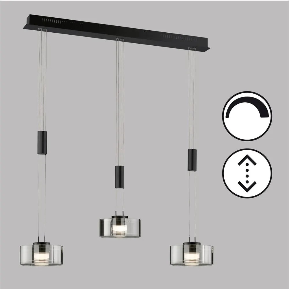 Czarna metalowa lampa wisząca LED ze ściemniaczem Lavin – Fischer & Honsel