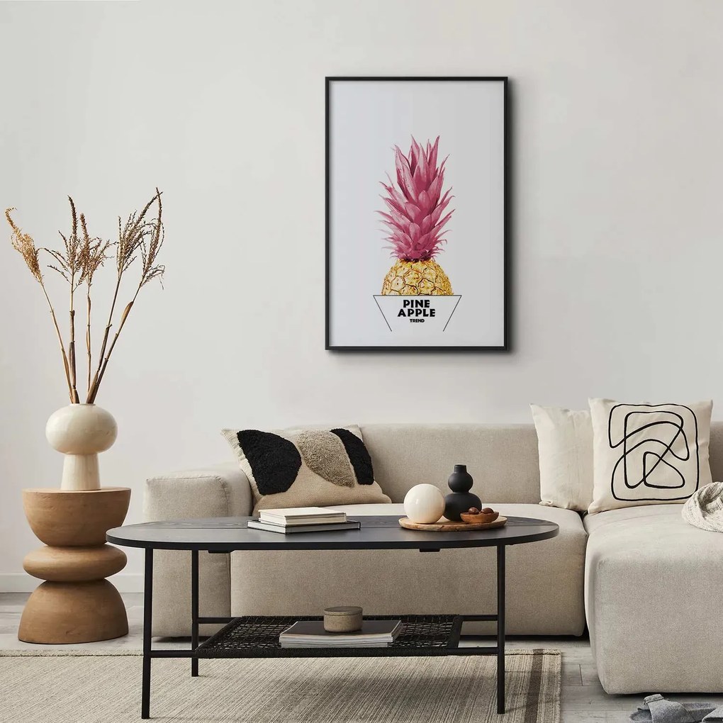 Plakat złotą ananas 21x30 cm z ramą czarną z marginesem ARTGEIST B