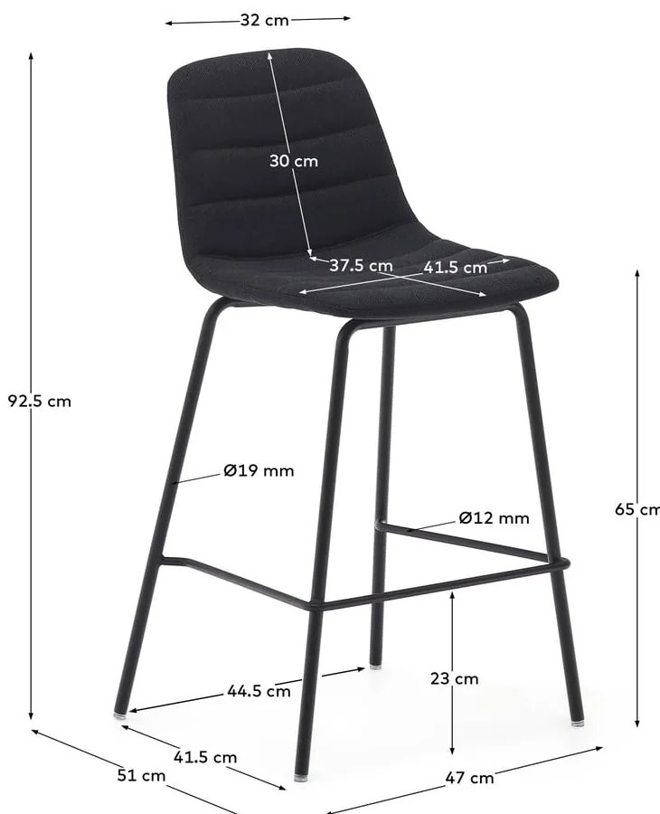 Czarne hokery zestaw 2 szt. 92,5 cm Zunilda – Kave Home