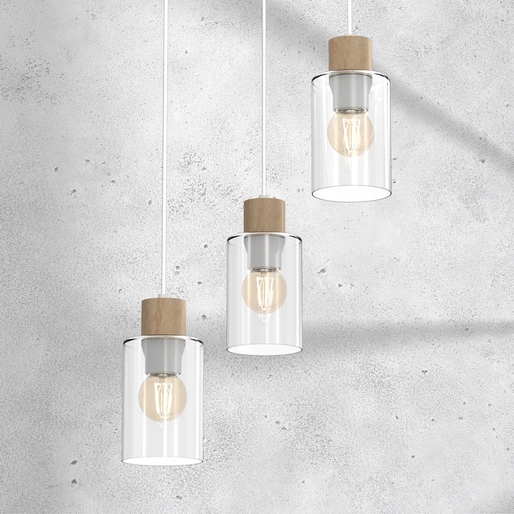 Lampa wisząca MADERA 3xE27, potrójna, na kole 3 klosze