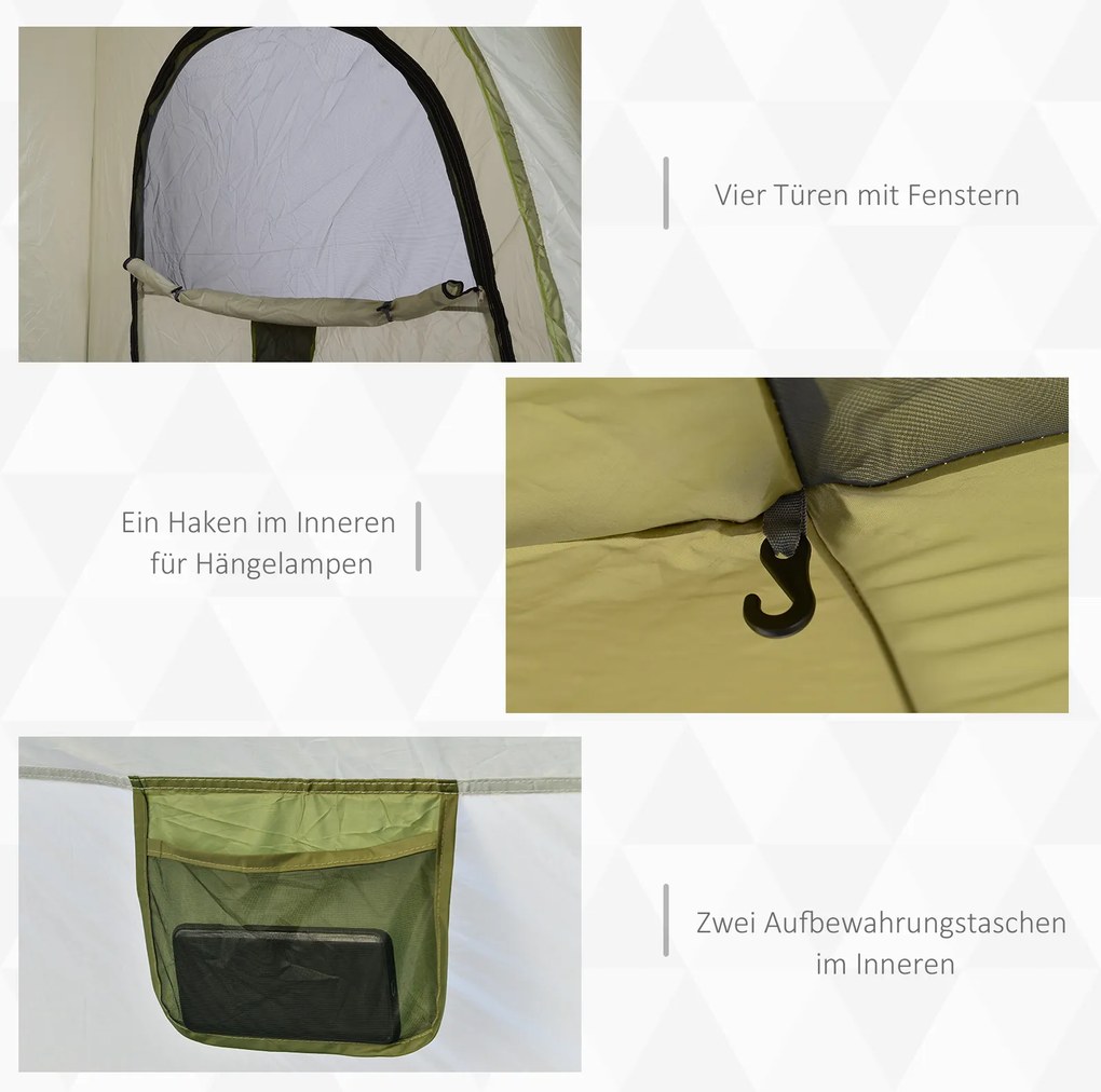 Outsunny Namiot Biwakowy 4 Osobowy 195x240x240cm Aluminium Włókno Szklane | Namiot Kulisy Duży 4 Osobowy Na Obozowanie | Aosom PL