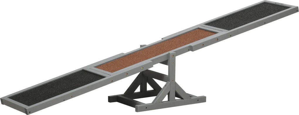 PawHut Huśtawka dla psów Wipka z drewna Trening agility dla dużych psów Szara zabawka sportowa 180x30x30cm | Aosom PL