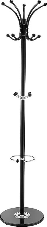 Wieszak Stojący SucceBuy, Wieszak na Ubrania z Wieszakiem na Parasole, Marmurowa Podstawa, 14 Haczyków, Metalowy Wieszak na Ubrania do Przedpokoju, Sypialni