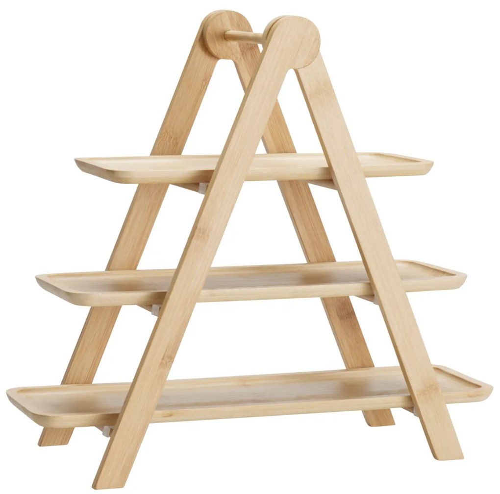 Trzypoziomowa patera na przekąski FLUX, bambus, 43 x 18 x 39 cm