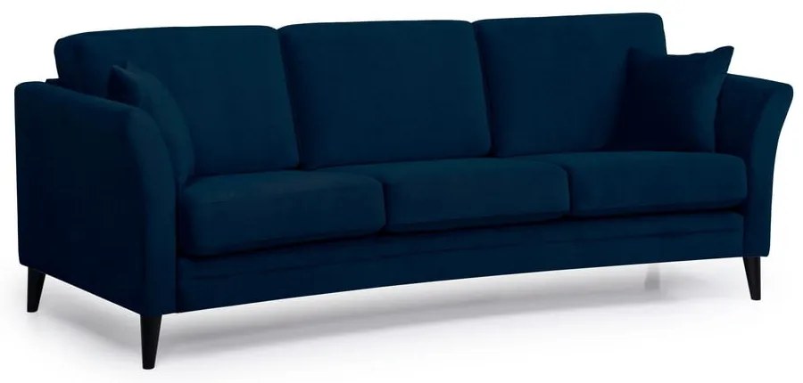 Ciemnoniebieska aksamitna sofa Scandic Eden, 237 cm