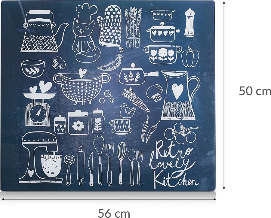Szklana płyta ochronna LOVELY KITCHEN na kuchenkę – duża, ZELLER