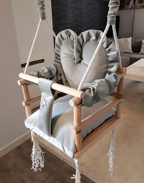 Szara huśtawka dla dzieci serce D5-H04