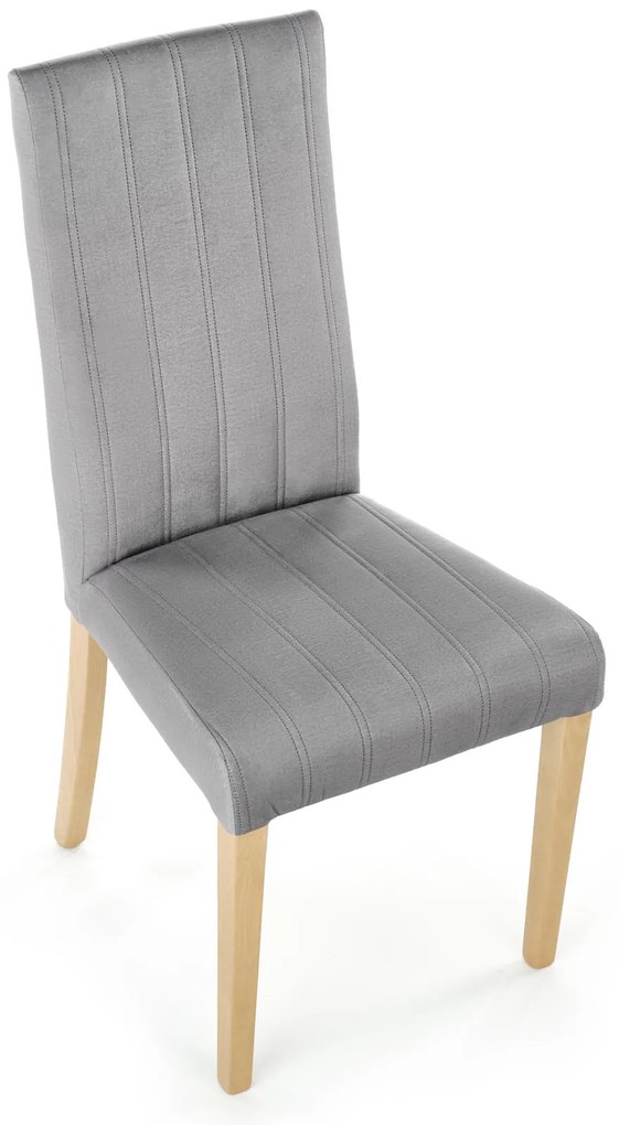 Krzesło drewniane tapicerowane DIEGO 3 dąb miodowy velvet pikowany Pasy MONOLITH 85 (jasny popiel)