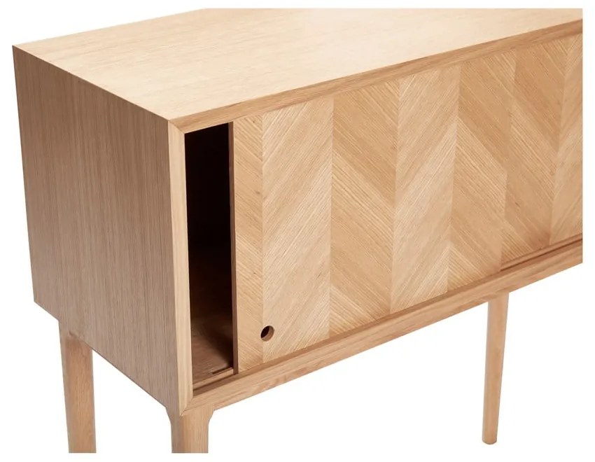 Komoda z drewna dębowego Hübsch Herringbone, wys. 90 cm