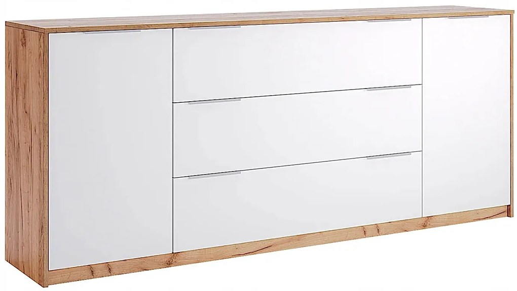 Nowoczesna komoda dąb craft + biały połysk 200 cm - Zenta 15X