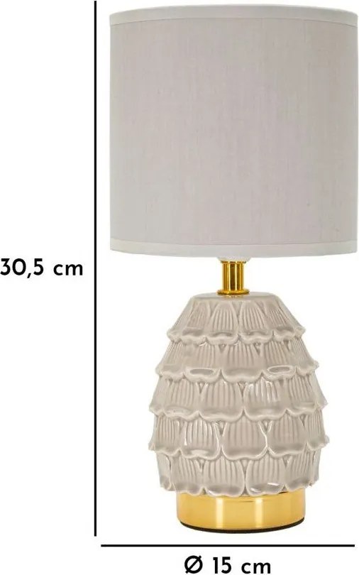 Beżowa lampa stołowa ceramiczna z tekstylnym kloszem (wysokość 30,5 cm) Pigny – Mauro Ferretti