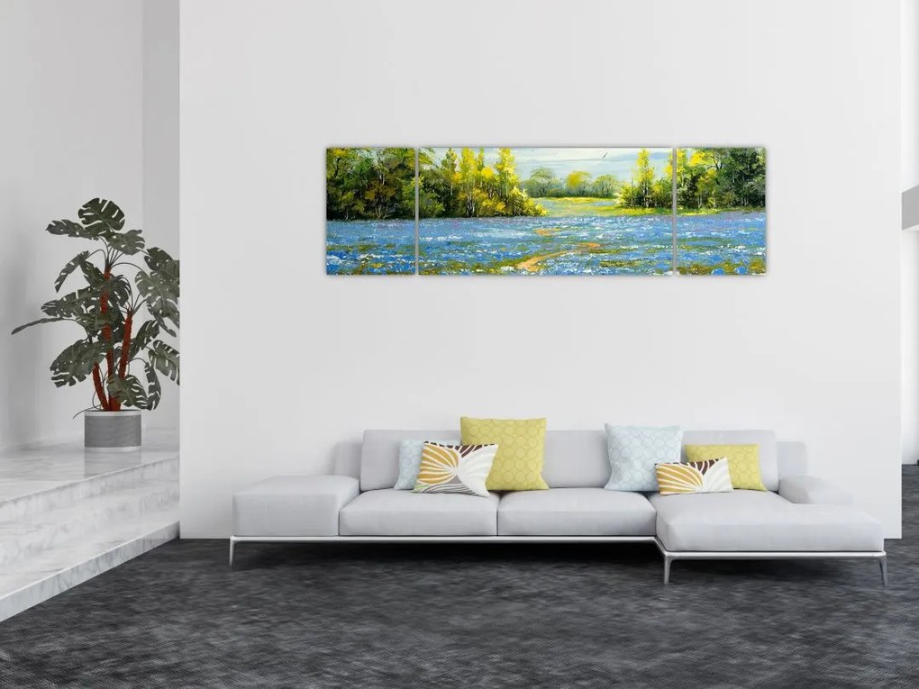 Obraz - Ścieżka w polu, obraz olejny (170x50 cm)