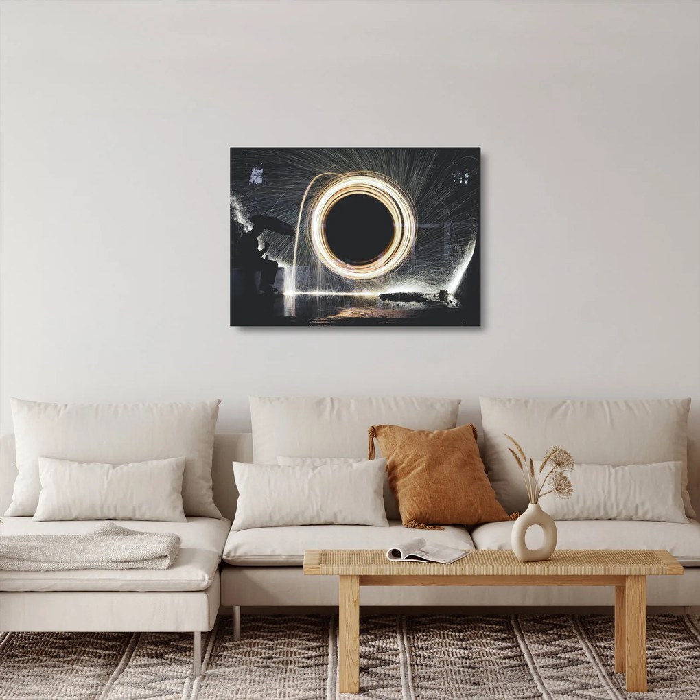 Obraz na szkle - Pokaz świateł w deszczu (70x50 cm)