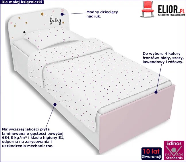 Biało-lawendowe łóżko dziecięce 90x200 M5-C49