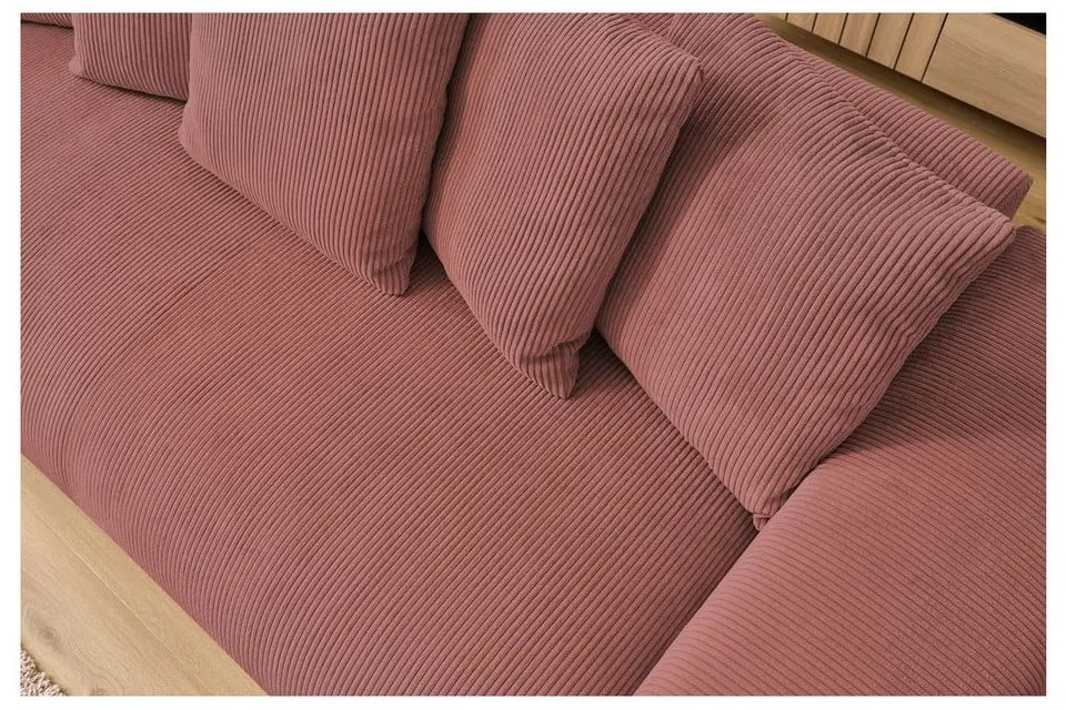 Jasnoróżowa sztruksowa sofa 280 cm Voltaire – Bobochic Paris