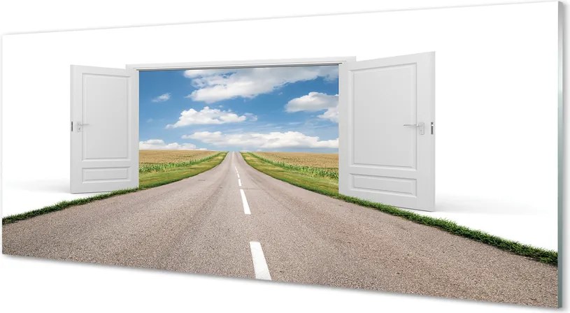 Szkło do Kuchni na Ścianę Surrealistyczna Droga do Drzwi