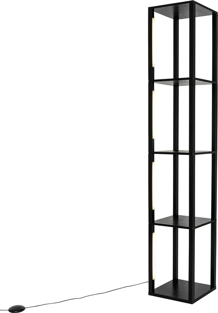 Designerska lampa podłogowa czarna w komplecie z diodą LED z 3-stopniową regulacją jasności - Tianna