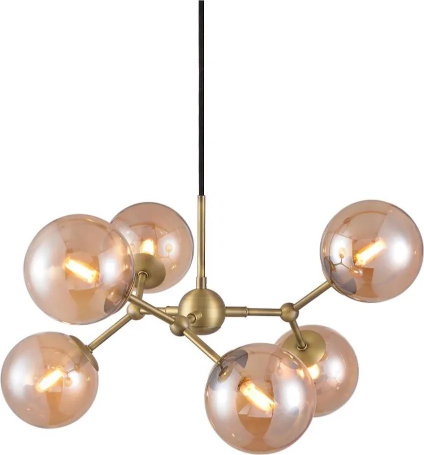 Halo Design 738830 - Żyrandol na linkach ATOM 6xG9/28W/230V śr. 57 cm mosiądz/k. beżowy