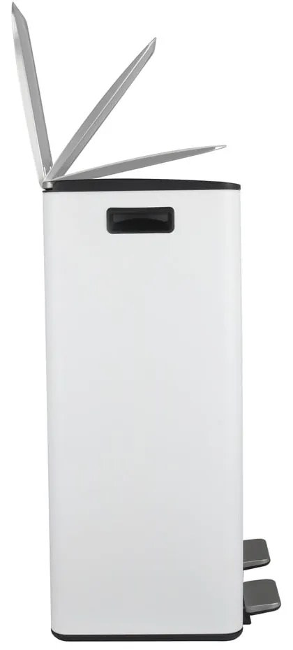 Stalowy kosz na śmieci 2x30 l do segregacji odpadów/z pedałem w matowym białym kolorze Aliya – Spirella