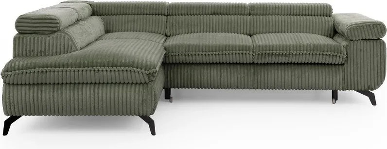 Zielony sztruksowy narożnik (lewostronny/w kształcie litery L) Marbeya – Ropez