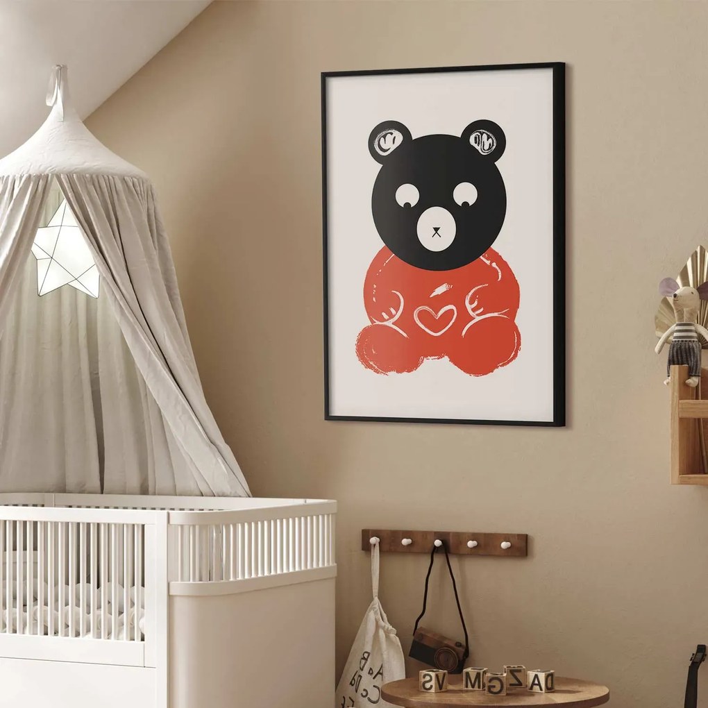 Plakat Zamyślony miś 21x30 cm z ramą czarną z marginesem ARTGEIST B