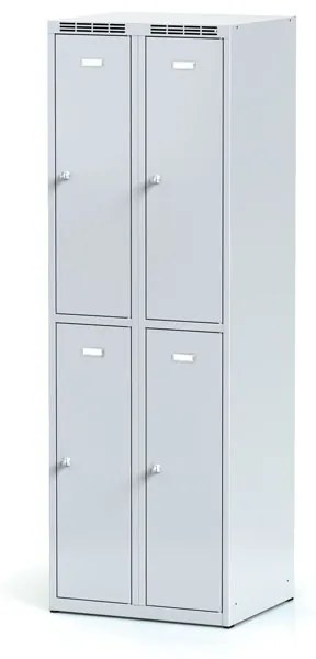 Alfa 3 Metalowa szafka skrytkowa, 4 schowki, 1800 x 600 x 500 mm, zamek cylindryczny, drzwi szare